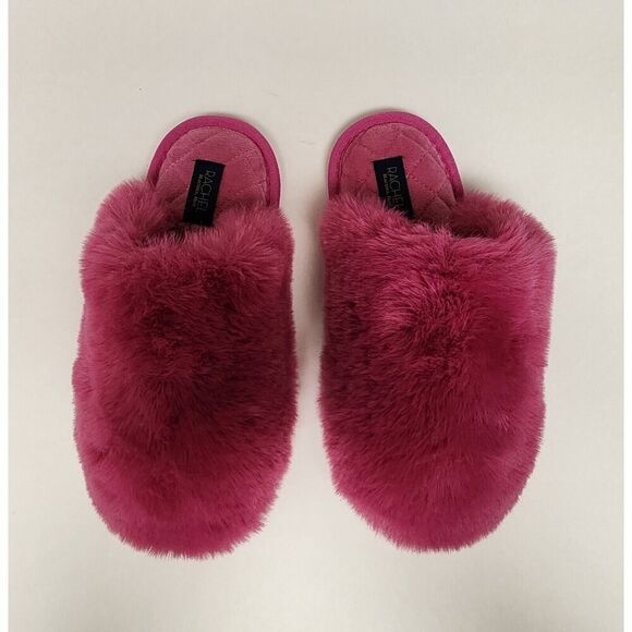 Rachel Roy Women’s 5.5-6 Hot Pink Fuzzy Slip on Slippers - Picture 1 of 8